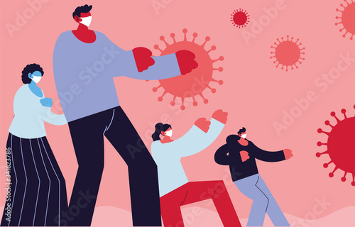 people with medical mask, fight against coronavirus