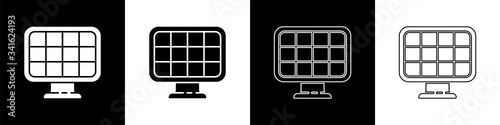 Set Solar energy panel icon isolated on black and white background.  Vector Illustration