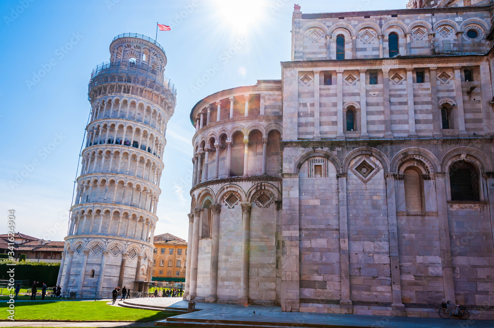 Campanile and Cathedral of Pisa in Tuscany, Italy