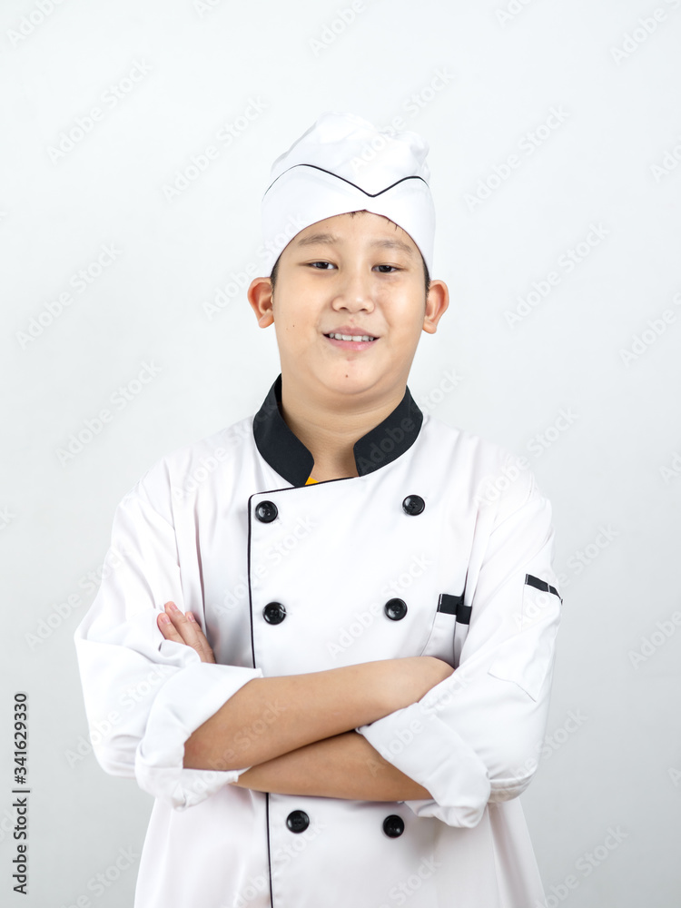 Japanese food chef in uniform crossing arms on wall. Japanese food chef in uniform crossing arms on wall.