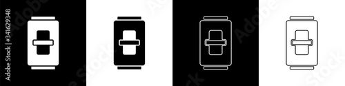 Set Electric light switch icon isolated on black and white background. On and Off icon. Dimmer light switch sign. Concept of energy saving.  Vector Illustration