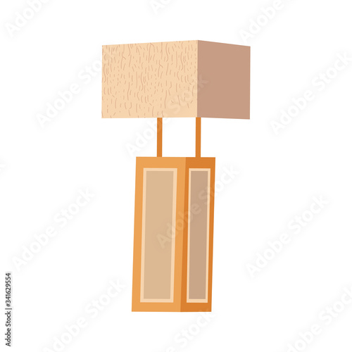 beige square table lamp. Fashionable lamp in scandinavian style concept. flat vector illustration. separate object isolated on white background