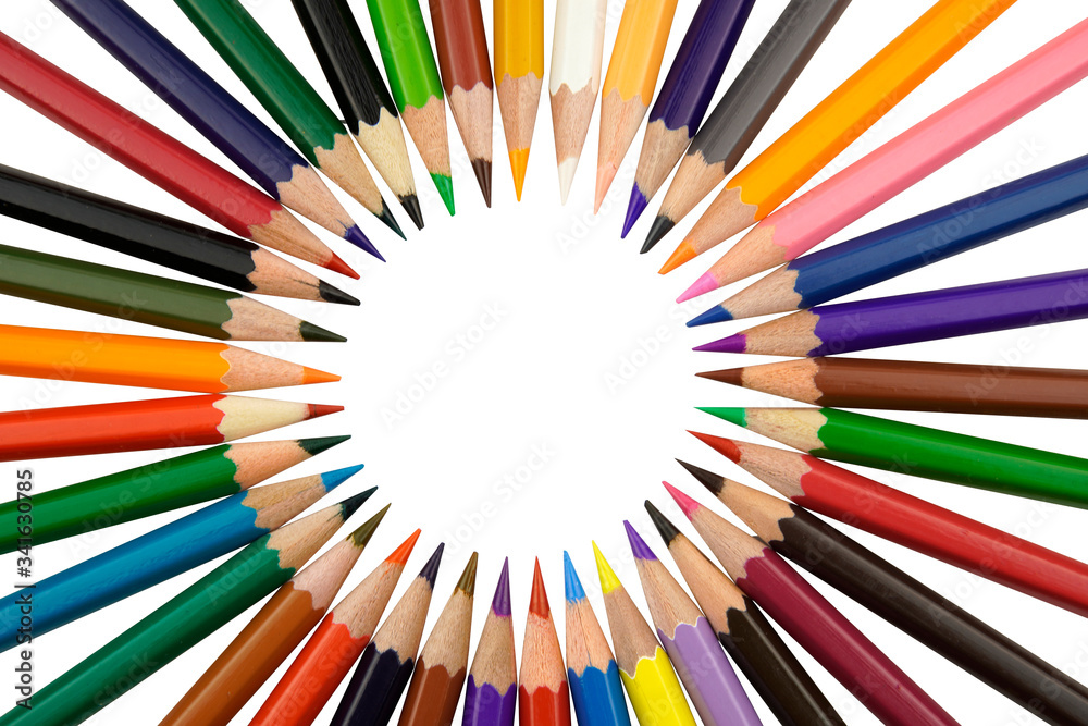 colored pencils isolated on white background