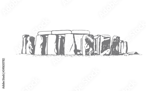 Vector stonehenge illustration,England sightseeing