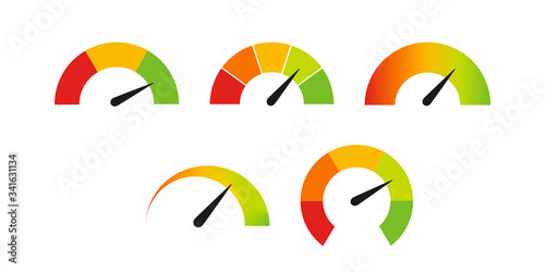 Color speedometer set icon. Flat isolated vector