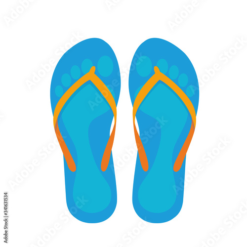 flip flops with footprints isolated on a white background vector illustration EPS10