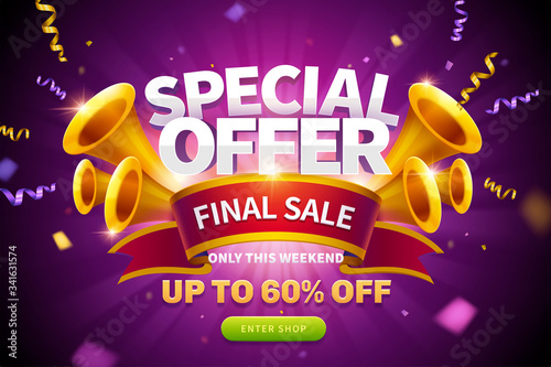 Final sale pop up ads with trumpet
