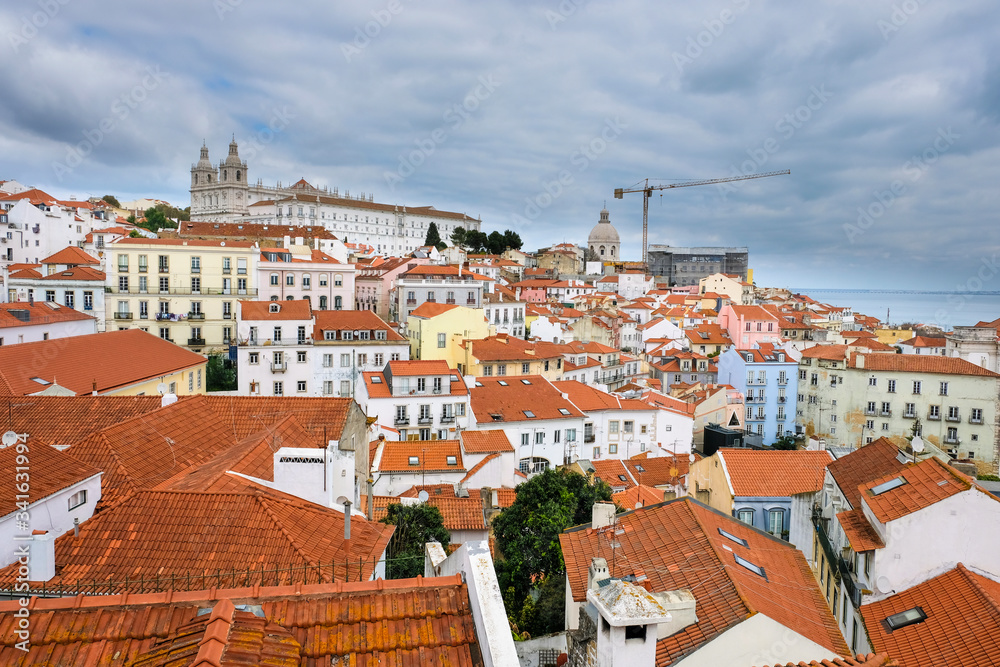 panorama of the City of Lisbon in Portugal, top view