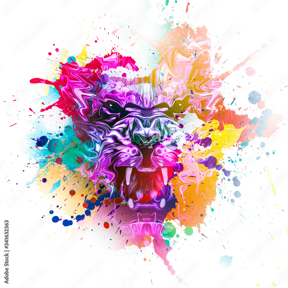 Naklejka abstract colorful background with tiger