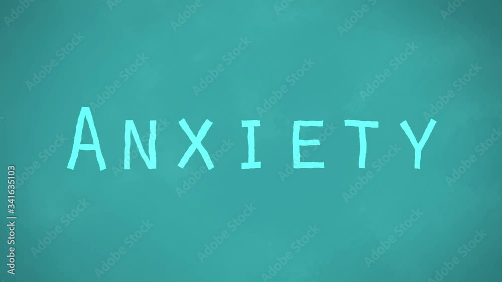 The Word ‘ANXIETY’ with Hand Writing Effect Against Blue Chalkboard The Word ‘ANXIETY’ with Hand Writing Effect Against Blue Chalkboard