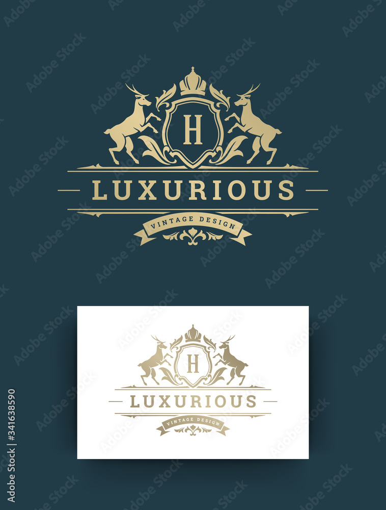 Luxury logo monogram crest template design vector illustration.