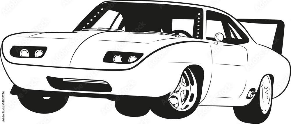 cartoon american muscle car,muscle car,illustration
