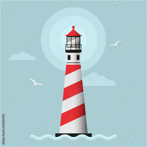 lighthouse on the seashore vector design