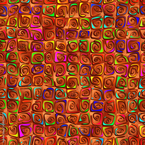 Serfing acid ornament tortoise shell texture with bright colors repeatable pattern editable vector illustration