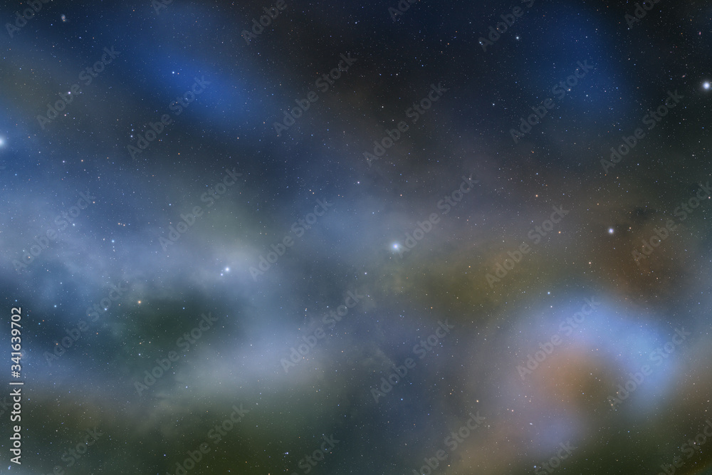 Fototapeta premium Nebula and galaxies in deep, dark space. Abstract cosmos background. Starry sky.