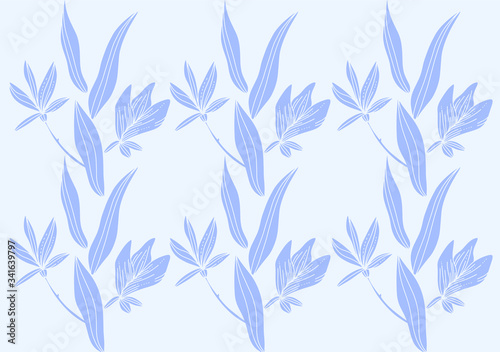 Floral vector pattern. Light blue colors.