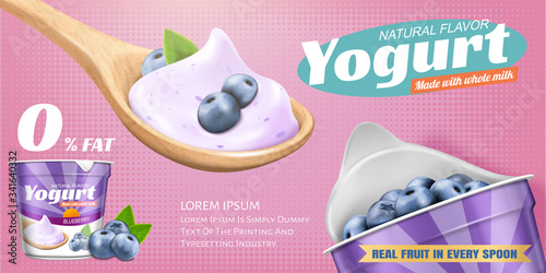Natural blueberry yogurt banner ads