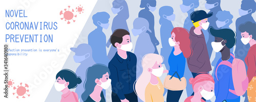 Wearing masks in crowded place