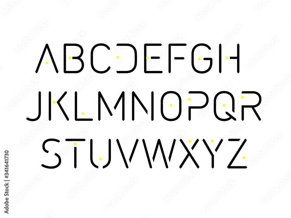 Thin font. Futuristic font. Cosmic Font. Vector alphabet set. Elegant light font. Minimal. Latin alphabet letters - stock vector
