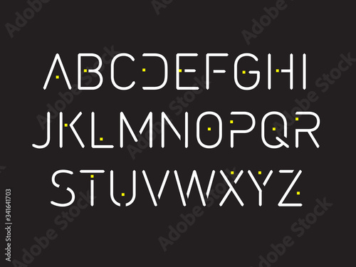 Thin font. Futuristic font. Cosmic Font. Vector alphabet set. Elegant light font. Minimal. Latin alphabet letters - stock vector 