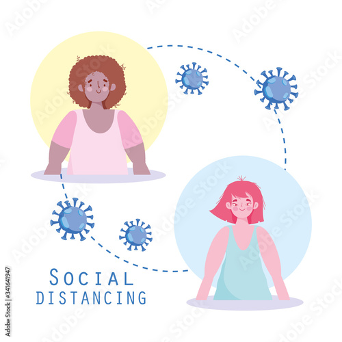 covid 19, social distancing, man and woman preventing infection