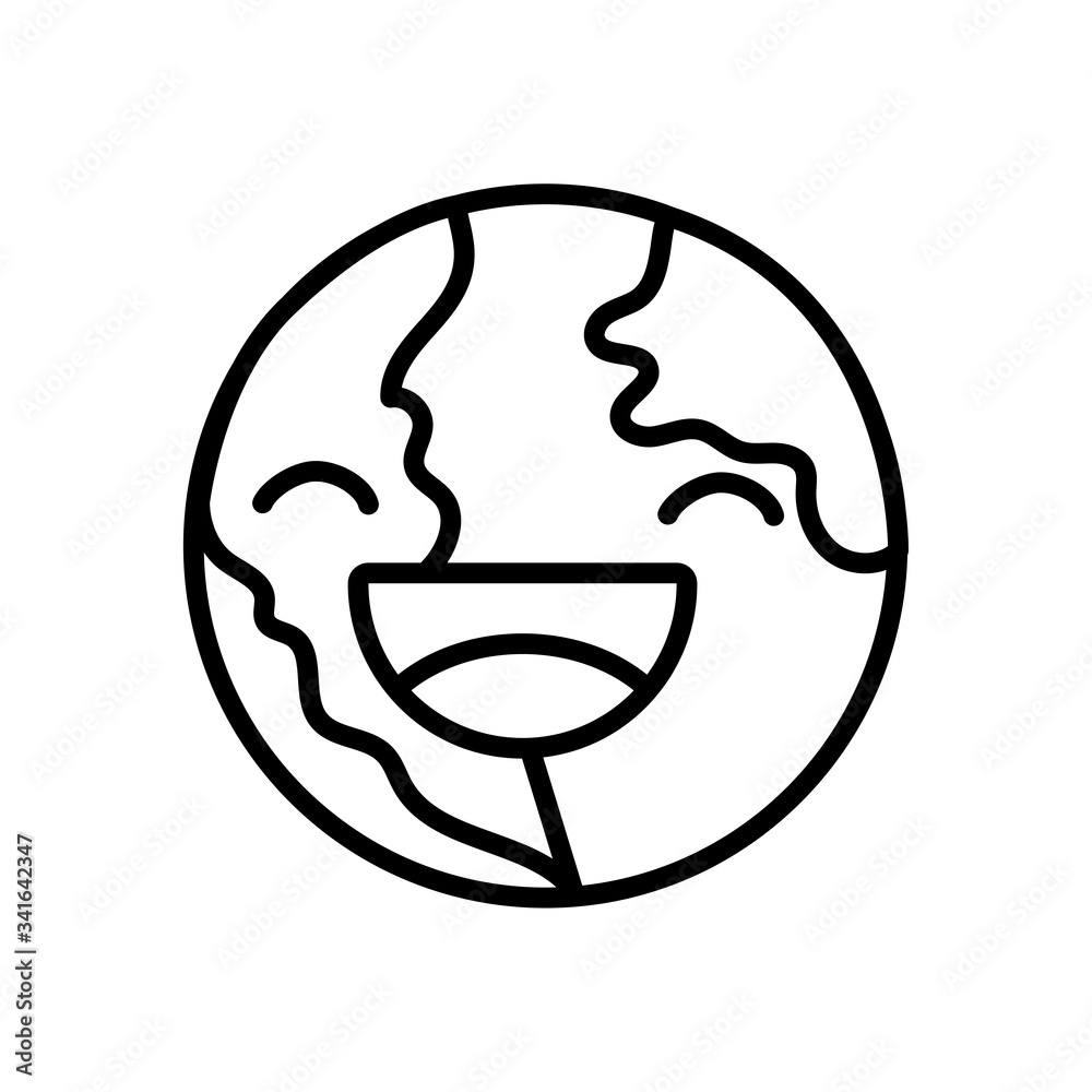 world planet earth smiling character line style world planet earth smiling character line style