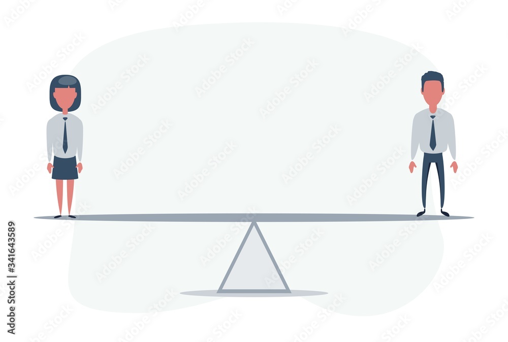 Fototapeta premium Equality woman and man concept. Vector flat design illustration.
