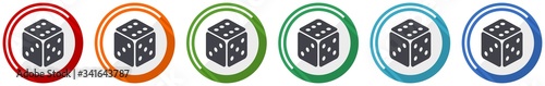 Game icon set, flat design vector illustration in 6 colors options for webdesign and mobile applications