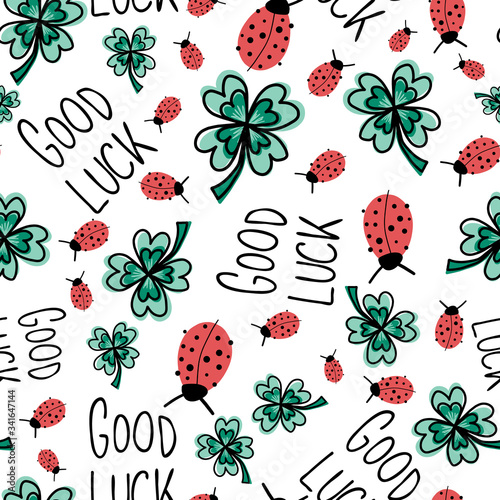 Quadro em tela Good luck charms seamless vector pattern