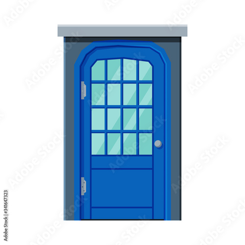 Blue Door in Vintage Style  Architactural Design Element Vector Illustration