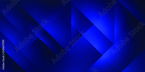 Blue Abstract Paper Cut Effect Vector Horizontal Banner Background