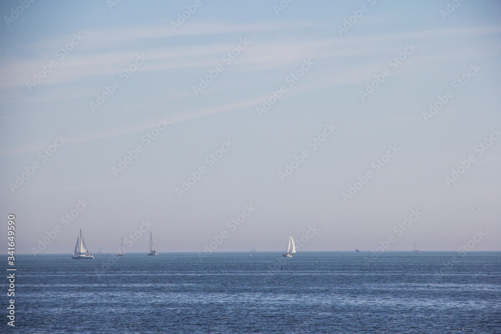 white yachts on a sea 
