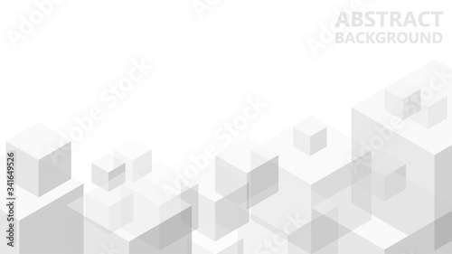 Vector abstract background with geometric gray cubes. Modern abstract geometric background with grey cubes. An excellent advertising poster, print, template for business report. 3D vector.