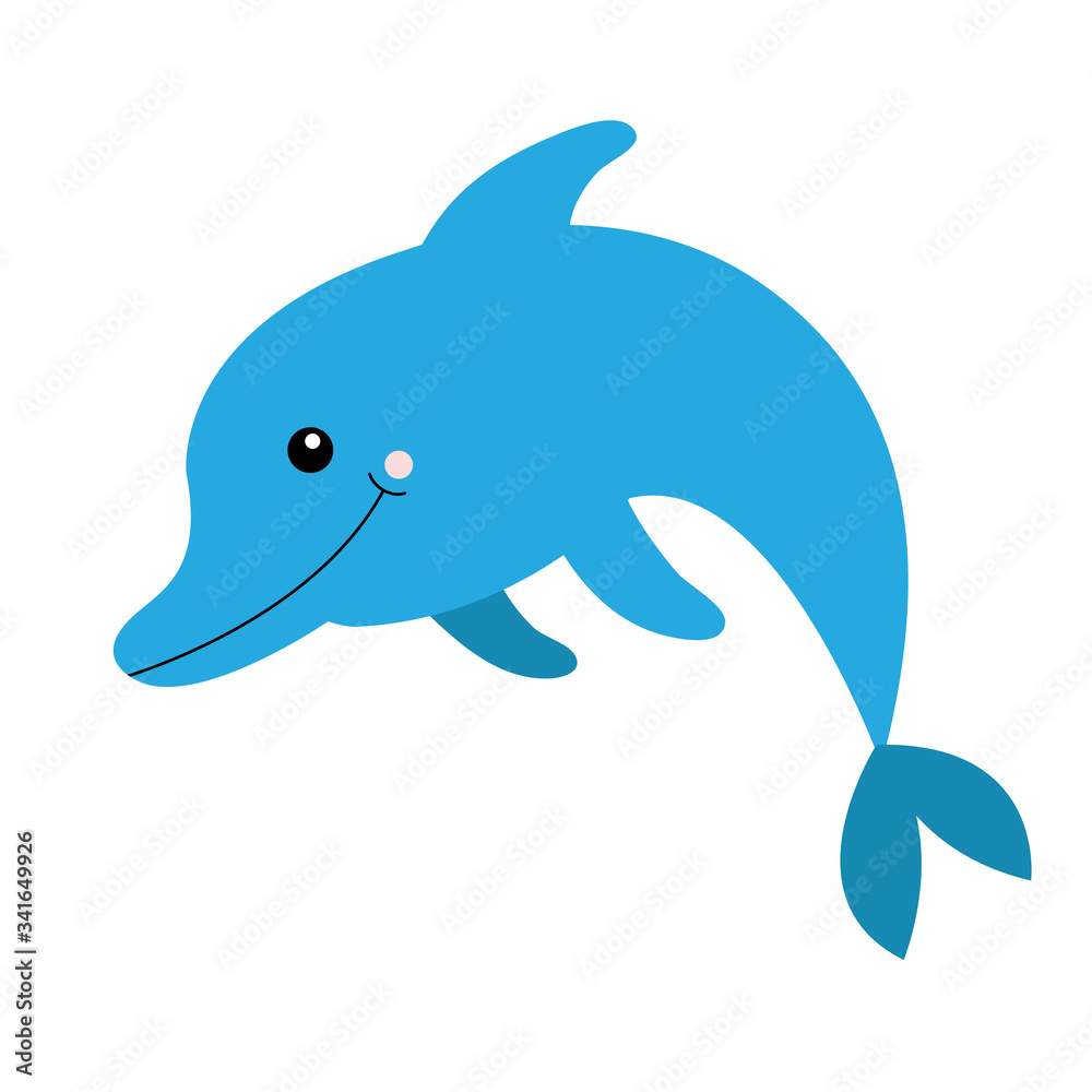 Dolphin icon. Aquarium Zoo sea ocean animal. Cute cartoon kawaii funny baby character. Education cards for kids. ids tshirt, notebook cover print. Isolated. White background. Flat design Dolphin icon. Aquarium Zoo sea ocean animal. Cute cartoon kawaii funny baby character. Education cards for kids. ids tshirt, notebook cover print. Isolated. White background. Flat design