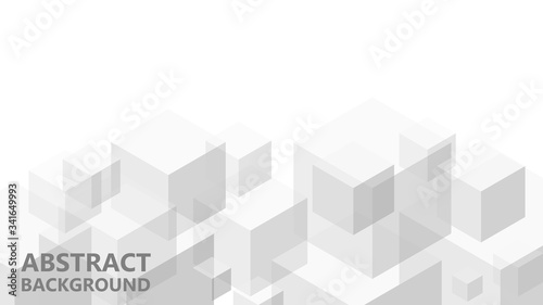 Vector abstract background with geometric gray cubes. Modern abstract geometric background with grey cubes. An excellent advertising poster, print, template for business report. 3D vector.