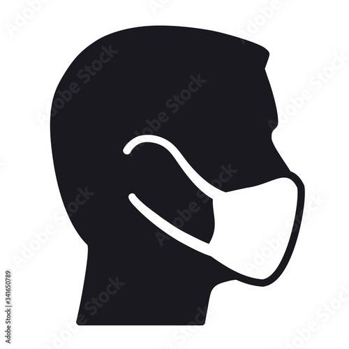 Respiratory protection face mask male head icon