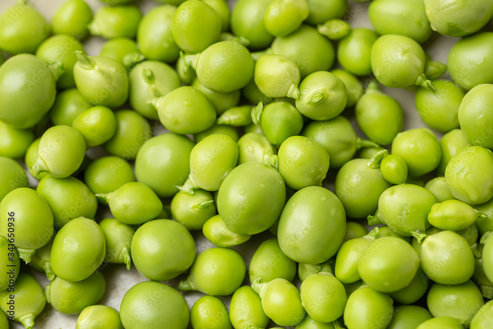 macro top view of fresh green peas macro top view of fresh green peas