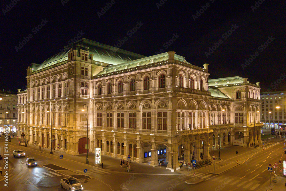 night view of Vienna State Opera