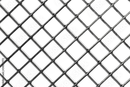 Insulated metal mesh with a square section on a white background