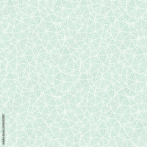 Cute pastel mint on white linear doodle triangle seamless pattern. Hand drawn stripped triangular background. Infinity geometrical wallpaper, wrapping paper, fabric, textile. Vector illustration. 