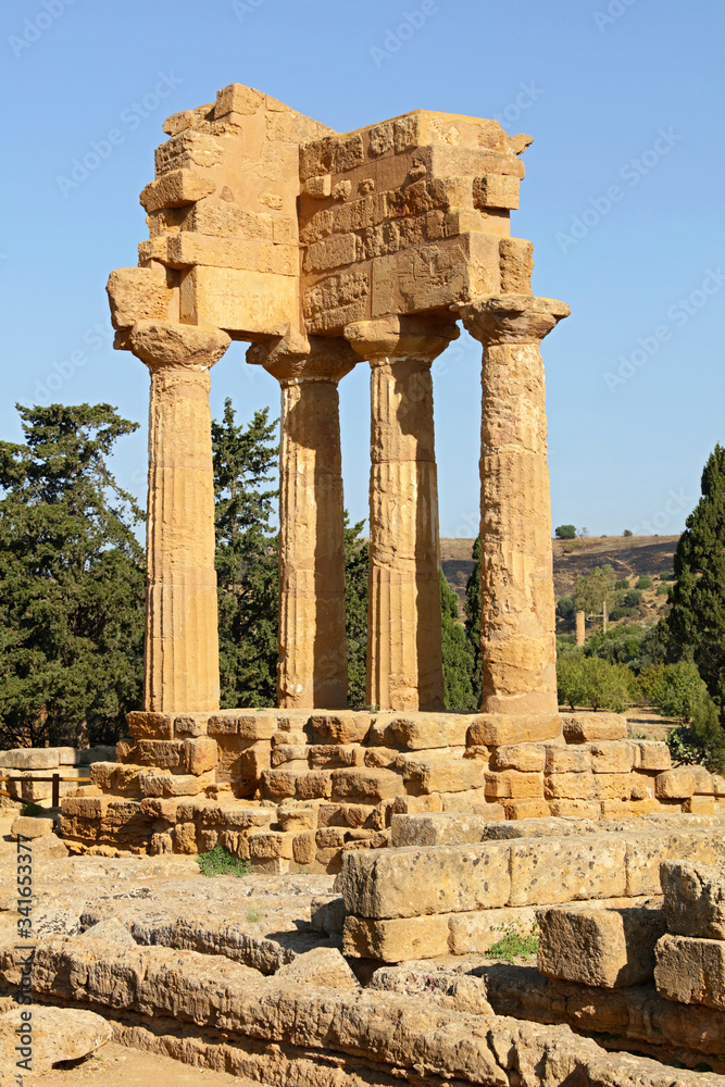 ruins of the temple of Castore and Polluce in the Valley of temples in Sicily- Italy ruins of the temple of Castore and Polluce in the Valley of temples in Sicily- Italy