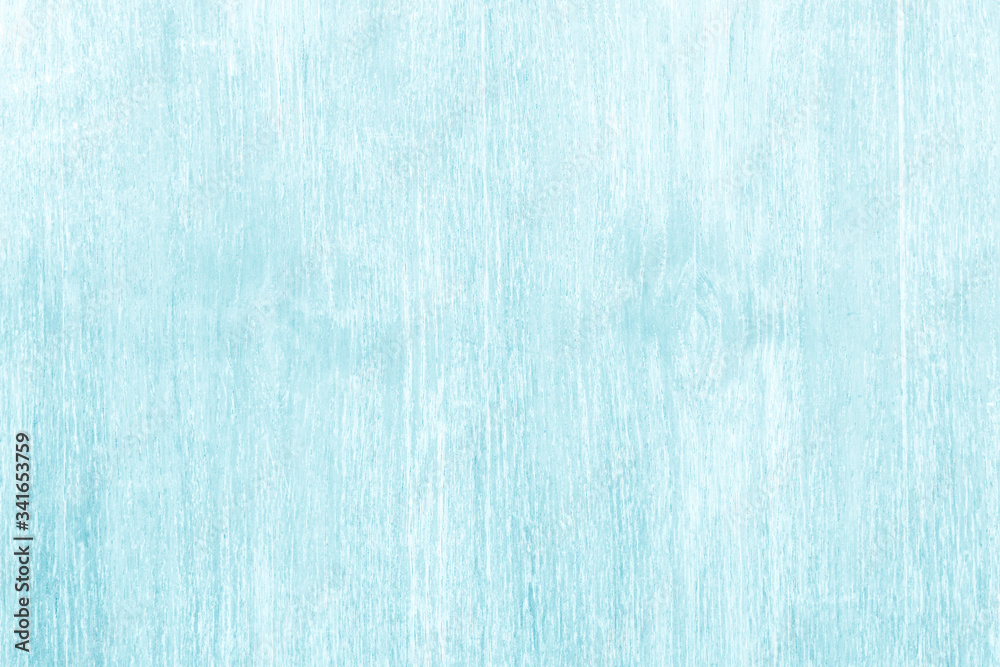 Abstract turquoise bright wood texture over blue light natural color  background Art plain simple peel wooden floor grain teak old panel backdrop  with tidy board detail streak finishing for white space Stock