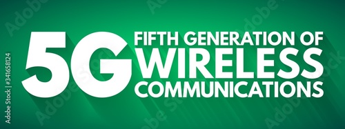 5G - fifth generation of wireless communications text, technology concept background