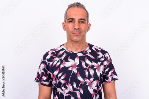 Wallpaper Mural Handsome Persian tourist man against white background Torontodigital.ca