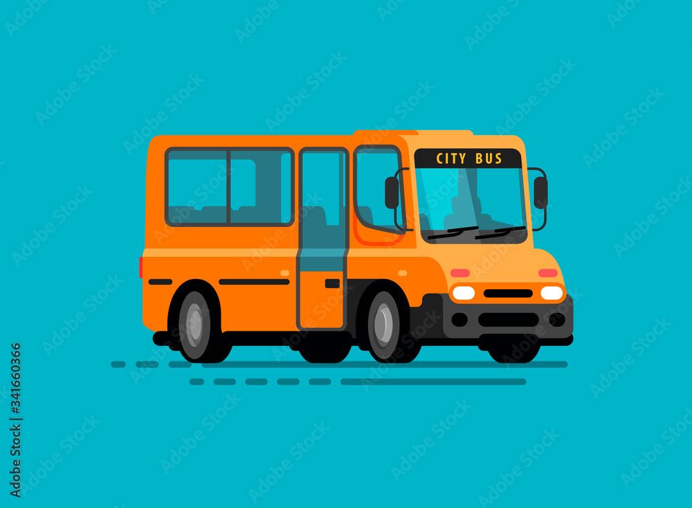 Yellow bus. City public transport vector illustration