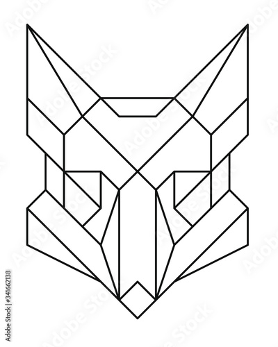 Fox Wolf head low poly vector illustration. Geometric animal polygon design with straight lines and angles.