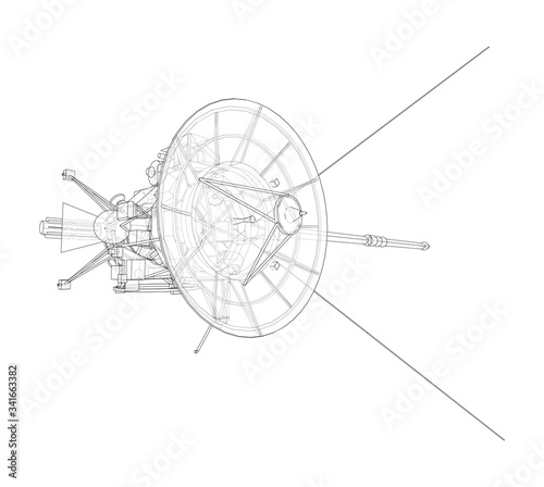 Communication satellite concept outline. Vector