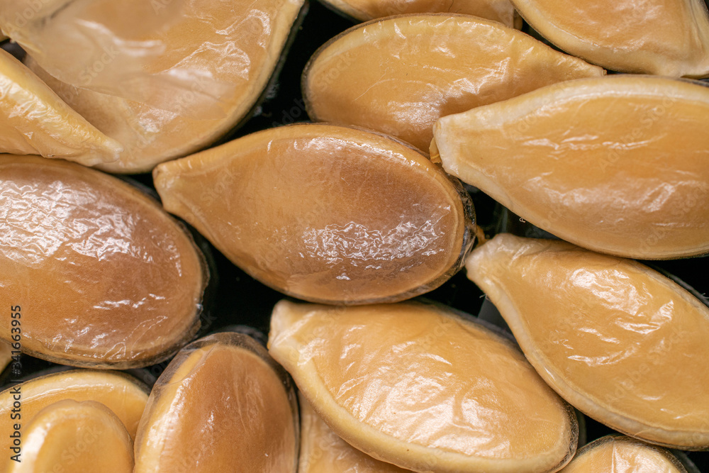 Lot of whole golden pumpkin seed isolated macro Lot of whole golden pumpkin seed isolated macro