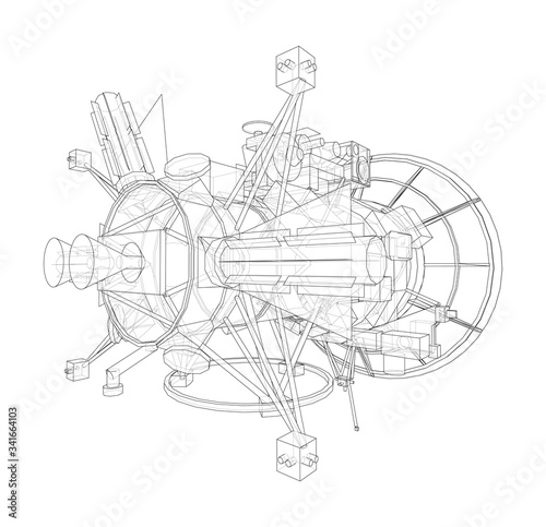 Communication satellite concept outline. Vector