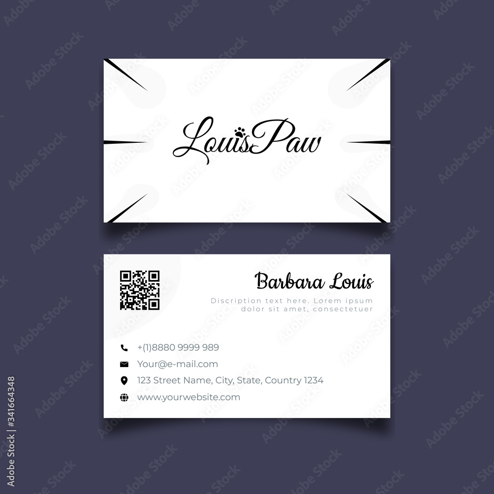 Minimalist Business card abstract design pet black white template